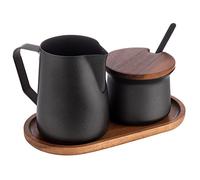 APS 634 Service à lait et sucre en bois d'acacia avec revêtement PTFE Noir