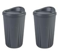 APS 67553 Lot de gobelets réutilisables To Go, 2 gobelets + 2 couvercles, 400 ml, polypropylène, anthracite