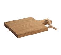 APS 750 SIMPLY WOOD Planche de service en bois de chêne huilé avec trou de suspension (Ø 1,5 cm) et bracelet en cuir 20 x 20 x 2 cm