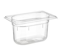 APS 82051 Récipient GN 1/9, récipient gastronorme en polycarbonate, dimensions 176 x 102 mm/hauteur 100 mm/volume 1 litre, transparent