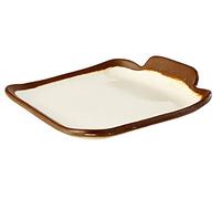 APS 84567 Assiette CROCKER, 14 x 13 cm, hauteur 2,5 cm, mélamine, crème avec bord marron