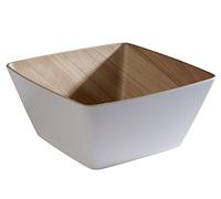 APS 84592 Coupe FRIDA, 25 x 25 cm, hauteur 12 cm, mélamine, blanc/imitation bois