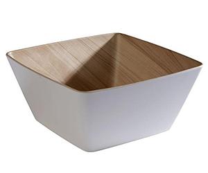 APS 84592 Coupe FRIDA, 25 x 25 cm, hauteur 12 cm, mélamine, blanc/imitation bois