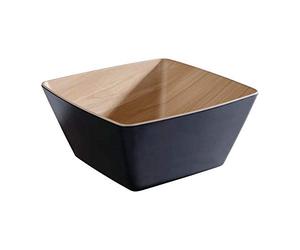 APS 84593 Coupe FRIDA, 25 x 25 cm, hauteur 12 cm, mélamine, noir/imitation bois