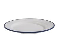 APS 84950 Assiette ENAMEL LOOK, Ø 20,5 cm, hauteur 2 cm, mélamine, blanche avec bord bleu