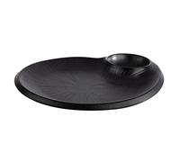 APS 85074 NERO Assiette en mélamine avec coupelles à sauce intégrées pour de nombreux plats 24 x 20 x 2,5 cm