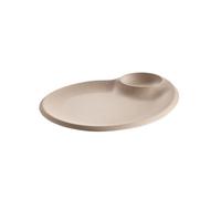 APS 85425 Assiette - NERO - 30 x 25 cm, H : 2,5 cm, mélamine sable, avec coupelle à sauce intégrée Ø 9 cm (0,06 L), empilable, lavable au lave-vaisselle, robuste et moderne