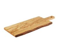APS 874 Planche de service « OLIVE », 44 x 20 cm, hauteur 2 cm, poignée 12 cm, bois d'olivier, variations naturelles de forme, de veinage et de taille