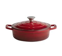 APS 88300 5 Stars Cocotte en fonte avec couvercle Compatible induction Passe au four avec support de couvercle Ø 25 cm 2,5 l Rouge