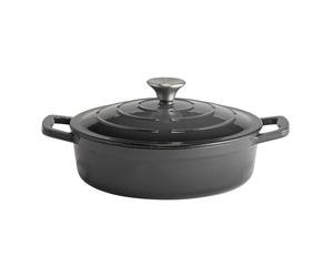 APS 88301 5 Stars Cocotte en fonte avec couvercle compatible induction et four avec support de couvercle Ø 25 cm 2,5 l Anthracite
