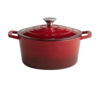 APS 88302 5 Stars Cocotte en fonte avec couvercle compatible induction et four avec support de couvercle Ø 25 cm Rouge 4 l