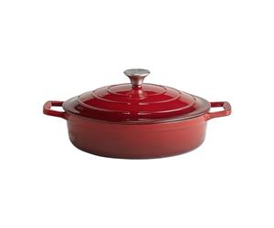 APS 88304 5 Stars Cocotte en fonte avec couvercle Compatible induction Passe au four avec support de couvercle Ø 28 cm 3 l Rouge