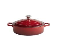 APS 88304 Bräter mit Deckel "5 STARS", Gusseisen, induktionsgeeignet, ofenfest, inkl. Deckelhalter, Ø 28 cm, 3 Liter, rot