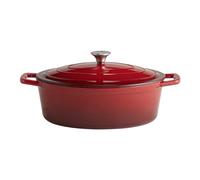 APS 88308 Bräter mit Deckel "5 STARS", Gusseisen, induktionsgeeignet, ofenfest, inkl. Deckelhalter, 33 x 25 cm, 5 Liter, rot