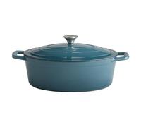 APS 88316 5 Stars Cocotte en fonte avec couvercle Compatible induction et four avec support de couvercle Turquoise 33 x 25 cm 5 l