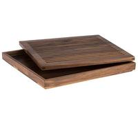 APS 911 Planche à découper à pain, 35,4 x 32,5 cm, H : 3,5 cm, bois de noyer, avec compartiment à miettes amovible, GN 2/3