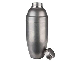 APS 93366 Shaker « CLASSIC », Ø 9 cm, hauteur 23 cm, 0,7 litre, acier inoxydable, aspect vieilli, comprend : bol en acier inoxydable, tamis, couvercle