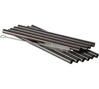 APS 93392 Lot de 11 pailles en acier inoxydable 18/8 Noir 0,8 cm x 15 cm