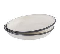 APS 98670 Lot de 2 assiettes creuses en tôle d'acier émaillée Blanc crème avec bordure grise Ø 22 cm H 3,5 cm