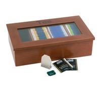 APS Boîte à thé et infusion, en bois, 4 cases, brun clair