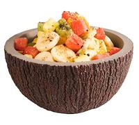 APS Bol Coconut, bol en noix de coco, Ø 18 cm, H : 9,5 cm, refroidisseur de bouteilles, bol à céréales, bol à salade, bol à soupe, béton avec dessous protégeant les meubles, brun, gris, 1 litre