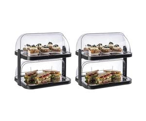 APS Buffet Showcase Double Decker - 2 capots Transparents s'ouvrant des Deux côtés, 2 Plateaux en Acier Inoxydable, 4 Batteries de Refroidissement, Rangement Peu encombrant - Made in Germany