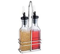APS, Burette pour vinaigre et huile, récipient en verre avec couvercle et bec verseur en PE anti-goutte, 34 cm de haut pour 0,50 litres chacune