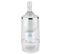 APS Refroidisseur de Bouteilles avec Bord chromé, Transparent, Refroidisseur de Bouteilles de Boissons à Double paroi, 11,5 x 11,5 cm, Hauteur 23 cm