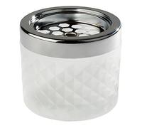 APS Cendrier Wind – métal chromé, verre dépoli, fermeture à baïonnette, Ø 9,5 cm, 8 cm, blanc