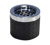 Cendrier à vent APS, cendrier, en métal chromé, verre dépoli, avec fermeture à baïonnette, Ø 9,5 cm, hauteur 8 cm, noir