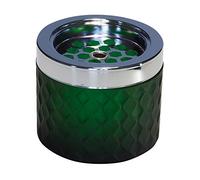 APS Germany Cendrier APS Wind, métal chromé, verre dépoli, baïonnette, Ø 9,5 × h 8 cm, vert foncé