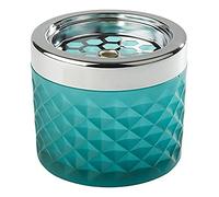 APS Cendrier Wind, cendrier, en métal chromé, verre dépoli, avec fermeture à baïonnette, Ø 9,5 cm, hauteur 8 cm, bleu clair