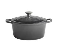 APS 88303 5 Stars Cocotte en fonte avec couvercle compatible induction et four avec support de couvercle Ø 25 cm 4 l Anthracite