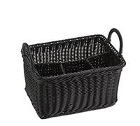 APS "ECONOMIC panier à couverts avec 4 compartiments, bac à couverts incassable, bac à couverts, conteneur à couverts, noir, 18 x 26 cm, hauteur 15 cm