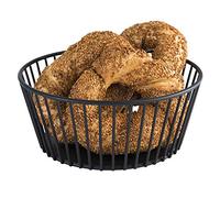 APS Panier rond à mailles métalliques, robuste, Ø 20 cm x H : 8,5 cm, panier à pain, fruits, légumes, empilable, lavable au lave-vaisselle, noir