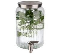 APS Distributeur de boisson 10818-3,8 l - Récipient en verre - Robinet en acier inoxydable - Diamètre : 16 cm - Hauteur : 25 cm