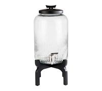 APS Beverage Dispenser "Asia" - Distributeur de boissons haut de gamme de 7 litres, en bois, verre et acier inoxydable, avec des parois épaisses et stables et une large ouverture pour les ingrédients.