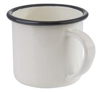 APS EMAILLE Lot de 2 gobelets en tôle d'acier émaillée pour 0,35 l Couleur : blanc crème avec bordure grise
