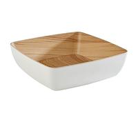 APS "Frida, bol en mélamine presque incassable, 16,5 x 16,5 x 5,5 cm, bol à céréales, saladier, empilable, intérieur aspect bois, blanc, passe au lave-vaisselle