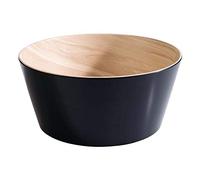 APS "Frida, bol en mélamine presque incassable, bol en plastique robuste, saladier, Ø 20 cm x H : 7,5 cm, bol à goûter, empilable, intérieur aspect bois, noir, va au lave-vaisselle.