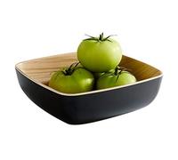 APS "Frida, bol en mélamine presque incassable, bol en plastique stable, 16,5 x 16,5 x 5,5 cm, bol à céréales, bol à salade, empilable, aspect bois à l'intérieur, noir, va au lave-vaisselle