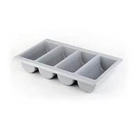 APS GN 1-1 range-couverts, range-couverts, range-couverts en plastique, quatre compartiments, 32,5 x 53 cm, hauteur 10 cm, gris