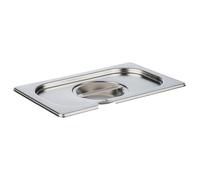 APS 81492 GN 1/4 couvercle avec logement pour cuillère, acier inoxydable, dimensions 160 x 265 mm/hauteur 30 mm