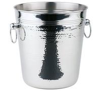 APS "HAMMERSCHLAG" refroidisseur de vin/champagne - refroidisseur de bouteilles en acier inoxydable hautement poli avec poignées annulaires solides et bord roulé - dimensions : 21 x 21 cm, hauteur : 21,5 cm, volume : 4 l