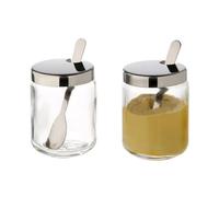 APS Jeu de 2 Verres à Moutarde Je Ø 5 cm, H: 6 cm Glas, Acier Inoxydable