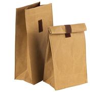 APS Lot de 2 sacs à lunch 16 x 10 cm, hauteur 32 cm, 70% fibre naturelle, 30% résine beige avec fermeture Velcro