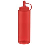 APS Lot de 6 bouteilles à presser Ø 5 cm H 18 cm 260 ml polyéthylène rouge avec couvercle à vis avec bouchon de bouchon Ouverture de remplissage : Ø 3 cm