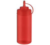 APS Lot de 6 bouteilles à presser Ø 7 cm H 20 cm 490 ml polyéthylène rouge avec couvercle à vis avec bouchon de bouchon Ouverture de remplissage : Ø 5,5 cm