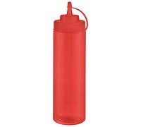 APS Lot de 6 bouteilles à presser Ø 7 cm H 26,5 cm 760 ml Polyéthylène Rouge avec couvercle à vis avec bouchon de bouchon Ouverture de remplissage : Ø 5,5 cm