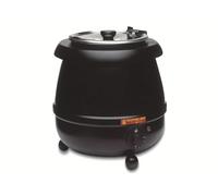 APS Marmite à soupe électrique "Economic", 9 litres, 30°C - 90°C, insert amovible en acier inoxydable, couvercle rotatif et rabattable avec logement pour cuillère, 8 étiquettes, 400 W / 230 V, finition laquée noire